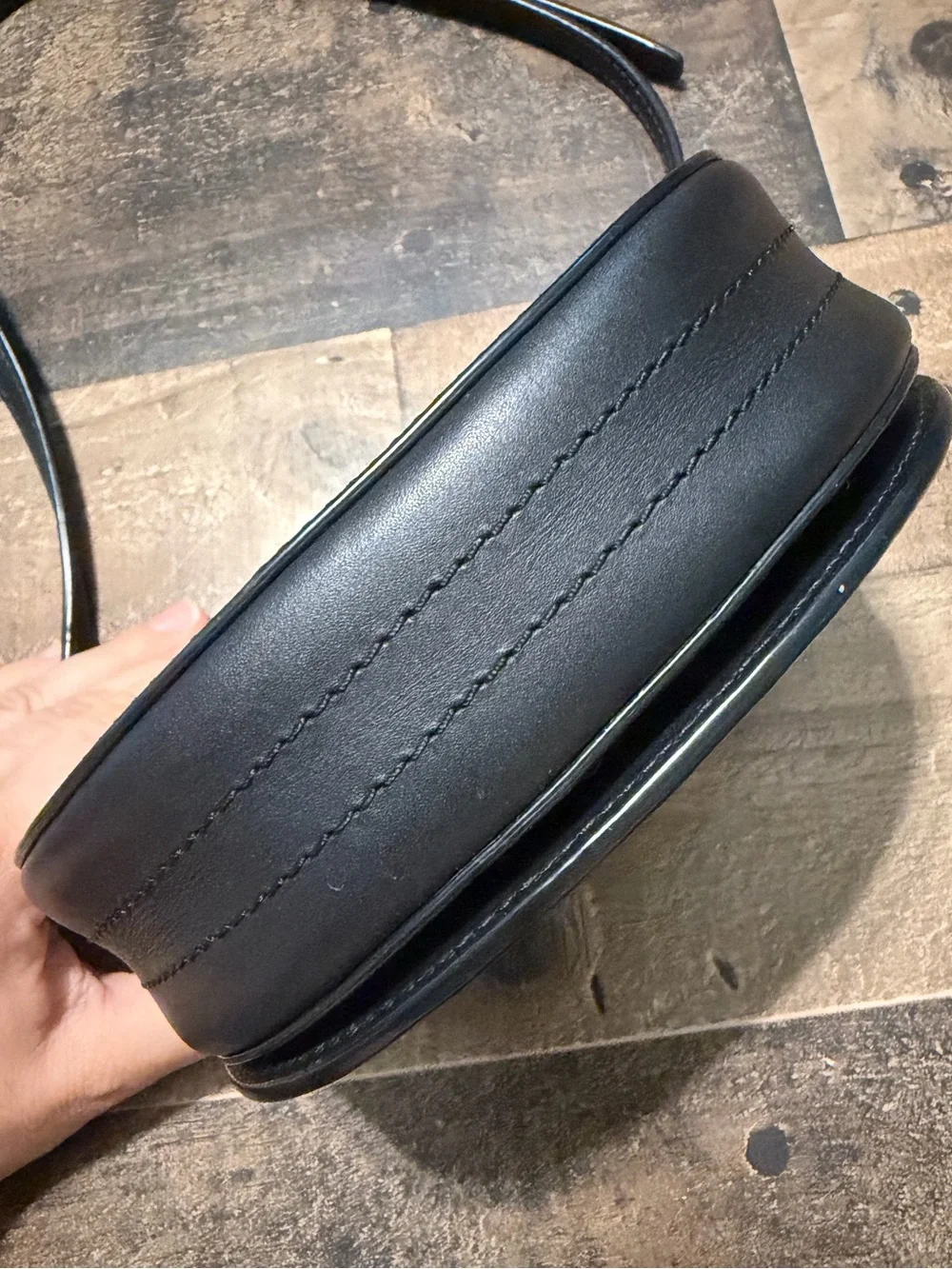 Tory Burch Black Leather Emerson Mini Saddle Crossbody Bag